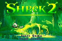 Shrek 2 title screen for GameBoy Advance